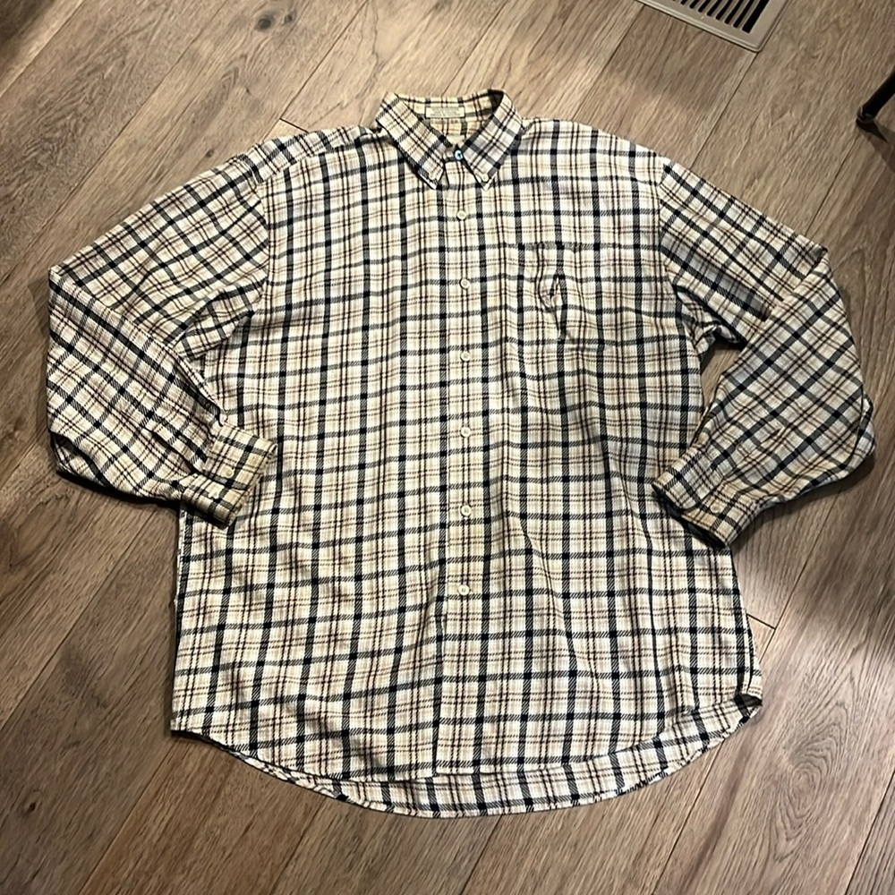 CUTTER & BUCK cotton plaid lightweight button down shirt, size XL